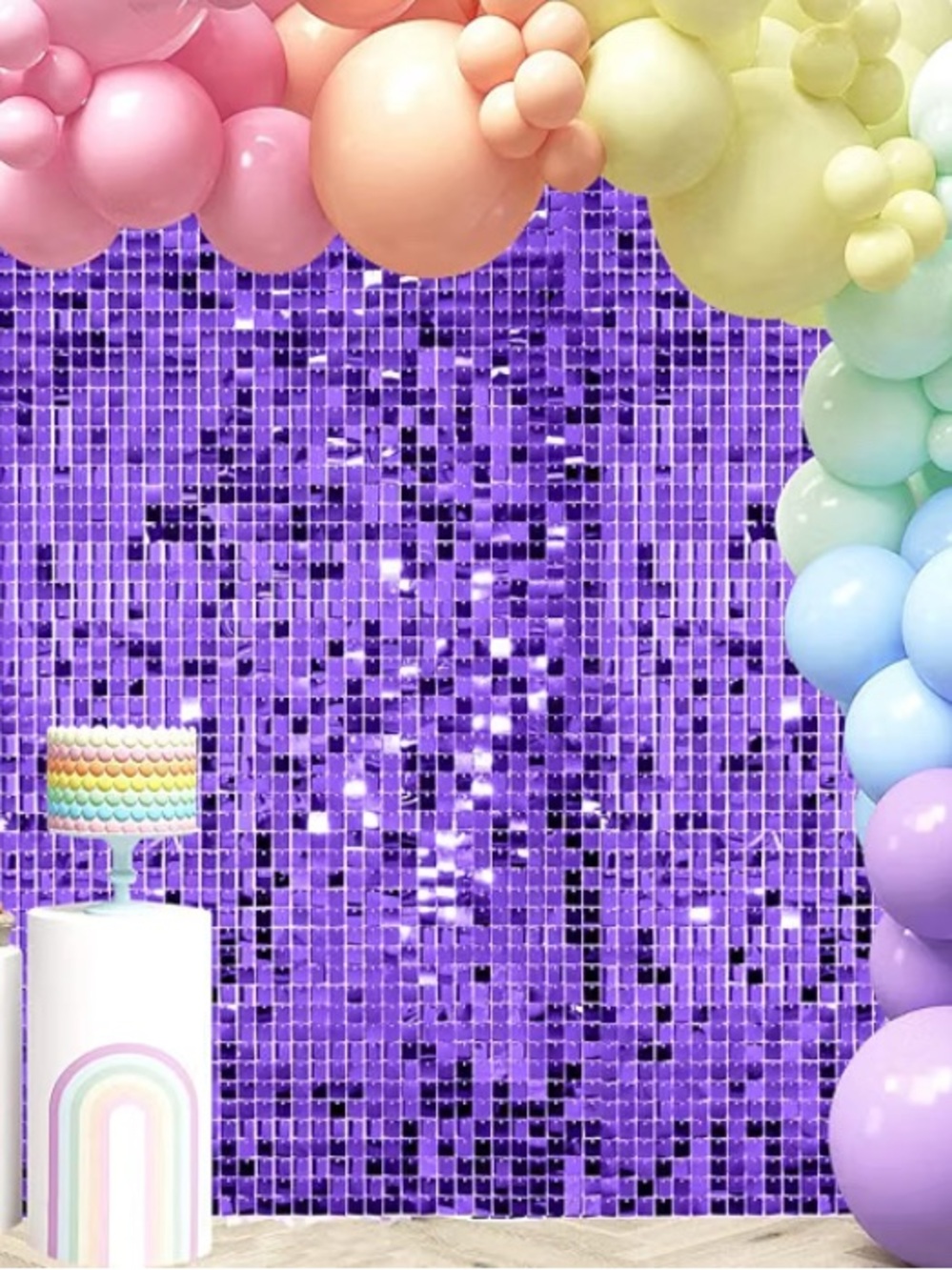 Purple Shimmer Wall Backdrop 18pcs of 12” x 12” panels.
